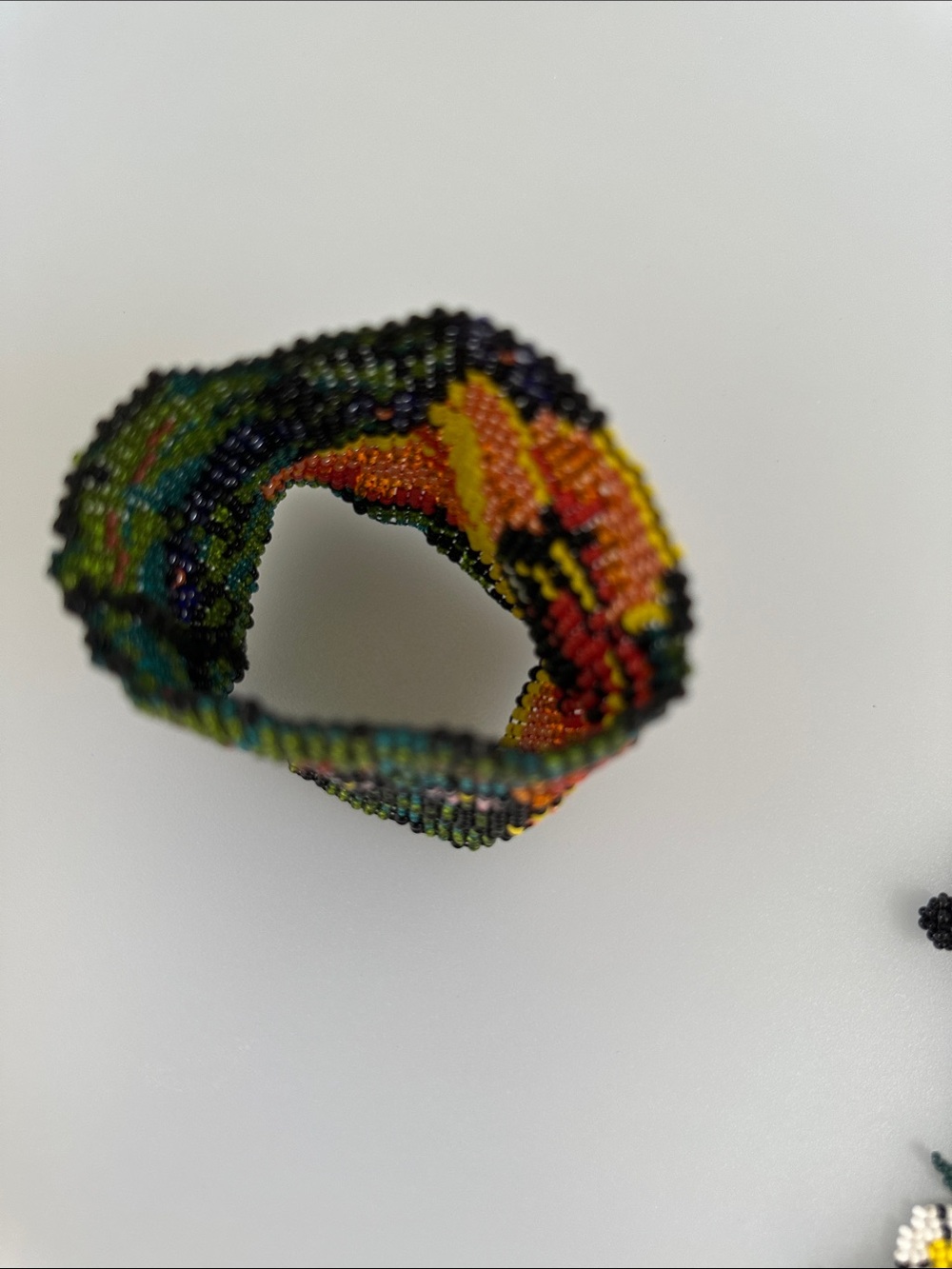 Hand-Beaded Floral Cuff Watch Bracelet - Multicolor - Picture 6 of 6